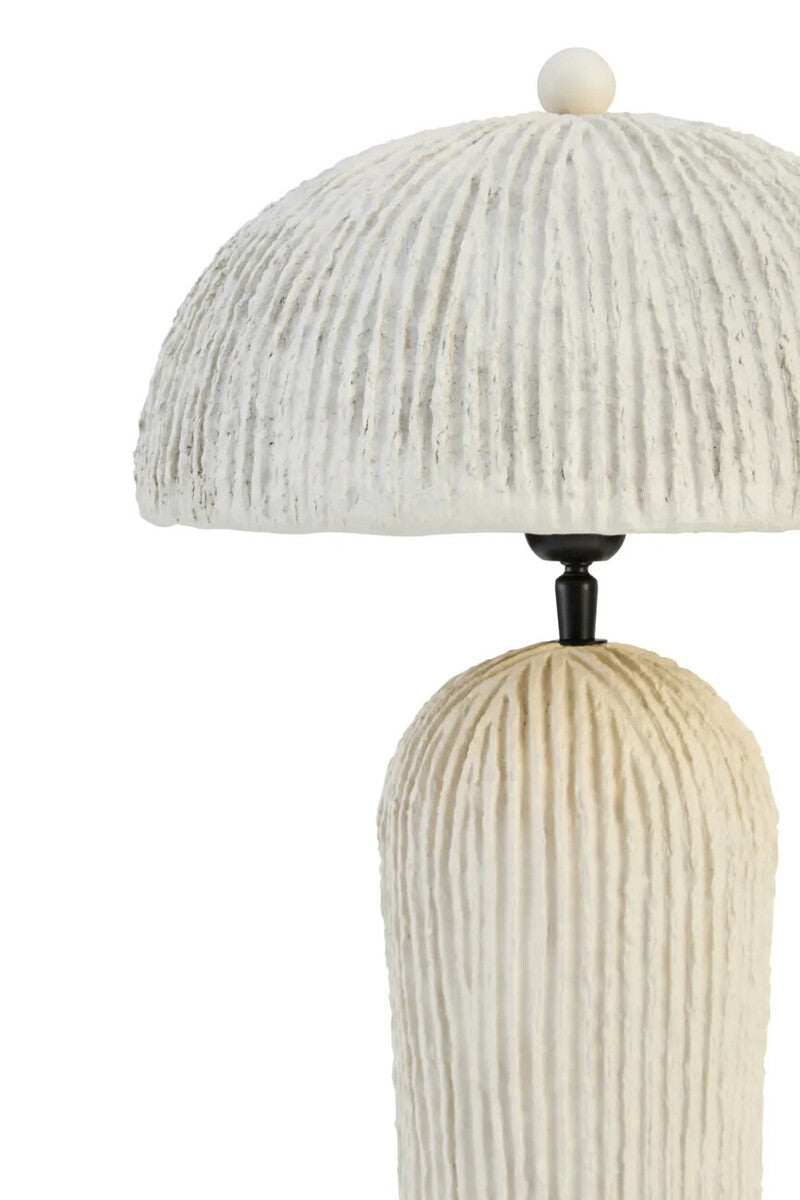 Carta Oatmeal Etched Linear Design Papier Mache Domed Table Lamp