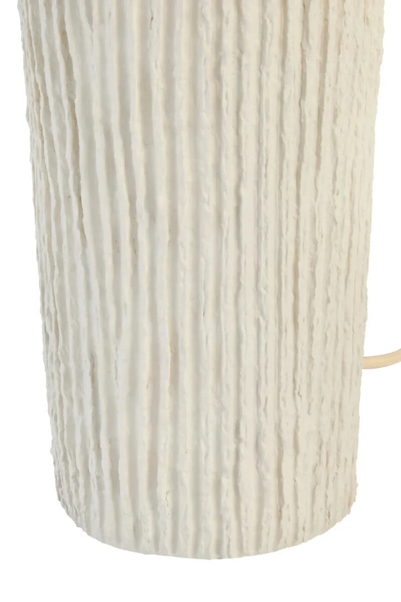 Carta Oatmeal Etched Linear Design Papier Mache Domed Table Lamp