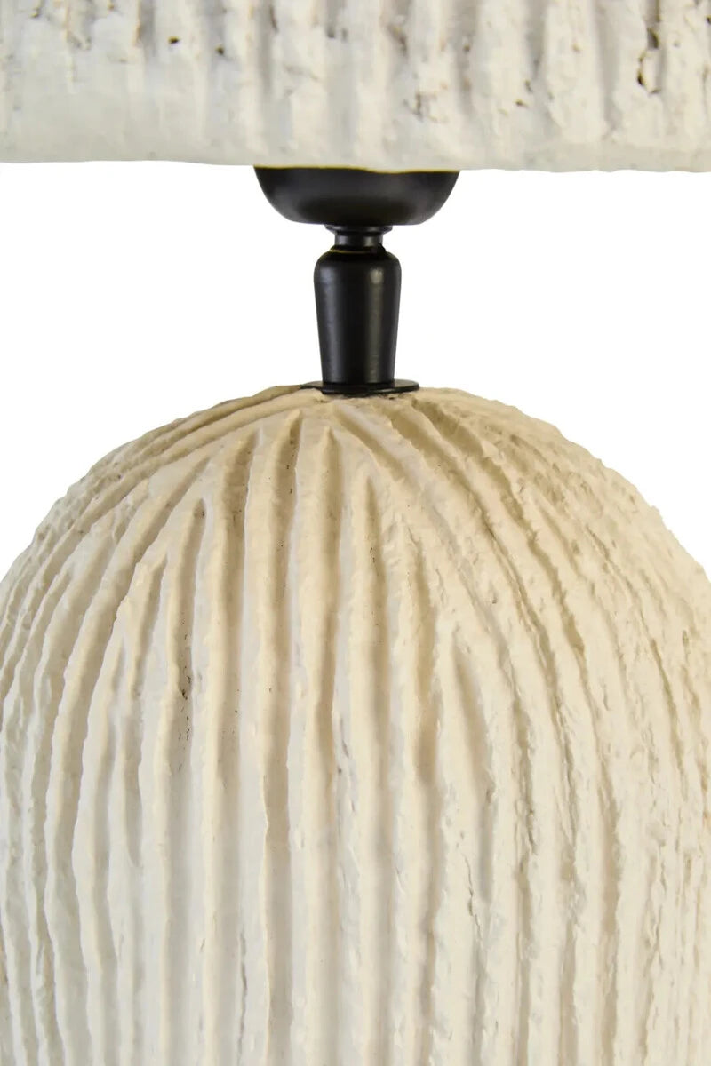 Carta Oatmeal Etched Linear Design Papier Mache Domed Table Lamp