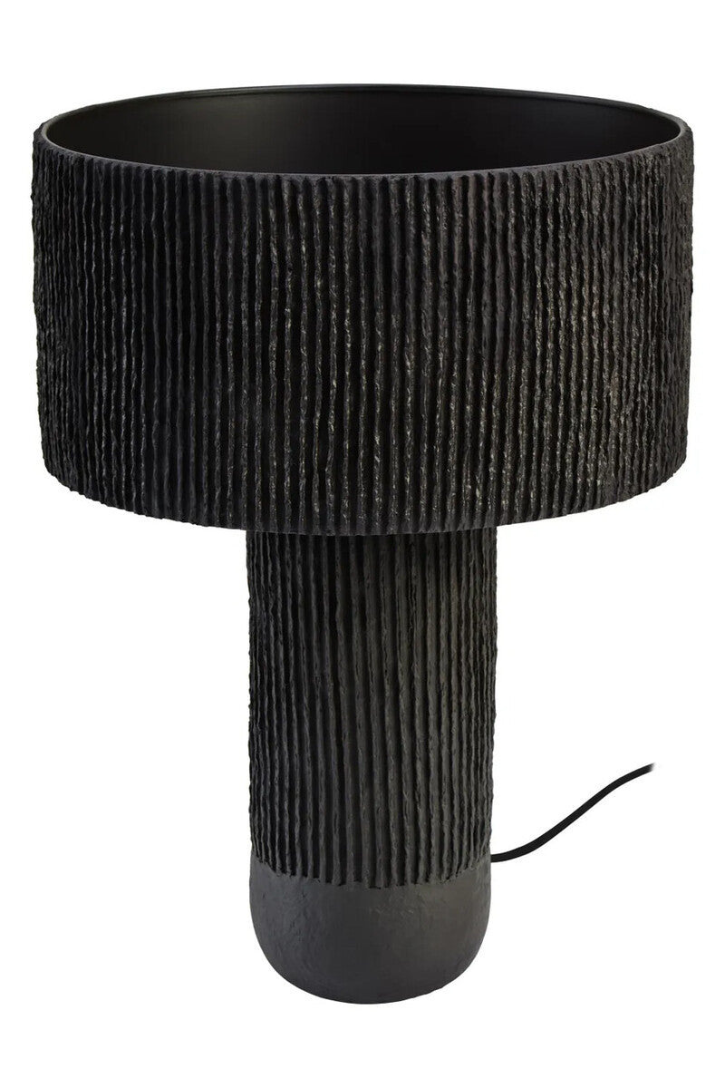 Carta Black Etched Linear Design Papier Mache Table Lamp
