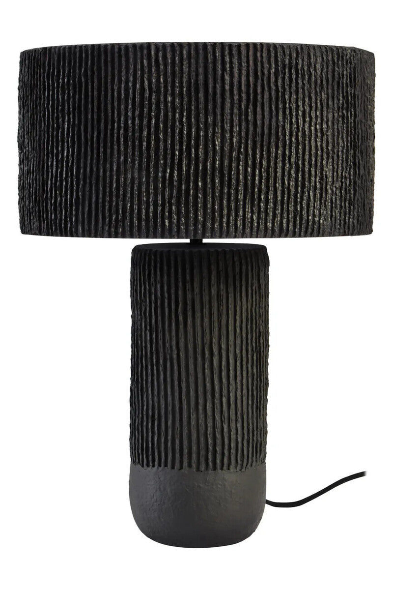 Carta Black Etched Linear Design Papier Mache Table Lamp