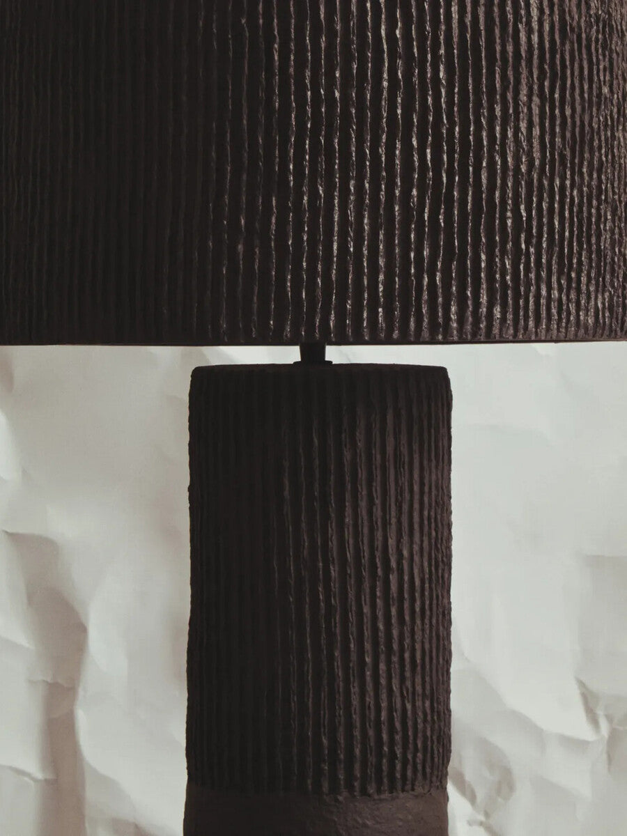 Carta Black Etched Linear Design Papier Mache Table Lamp