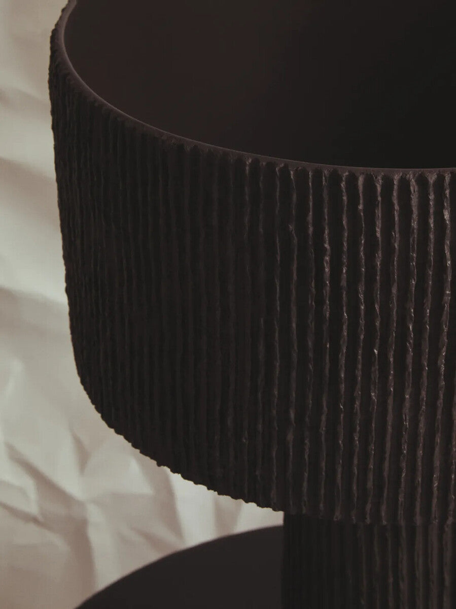 Carta Black Etched Linear Design Papier Mache Table Lamp