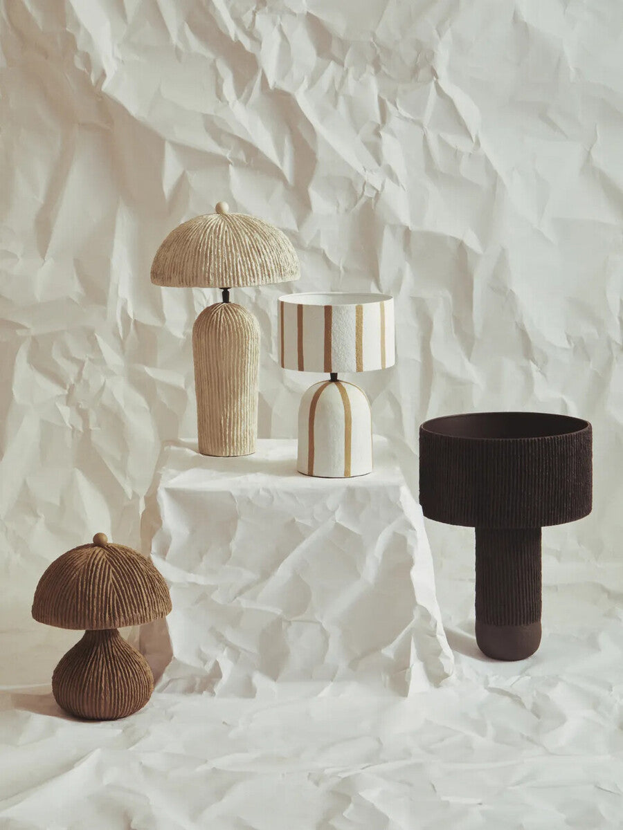 Carta Black Etched Linear Design Papier Mache Table Lamp