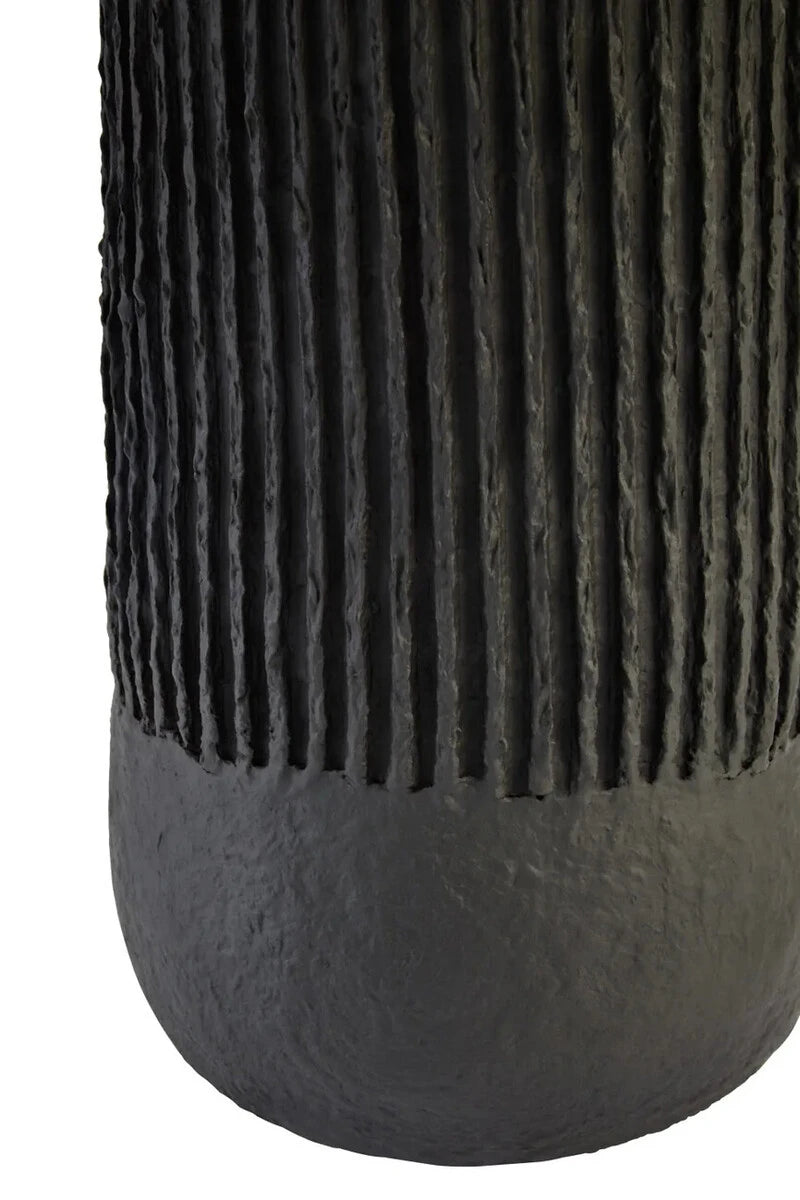 Carta Black Etched Linear Design Papier Mache Table Lamp