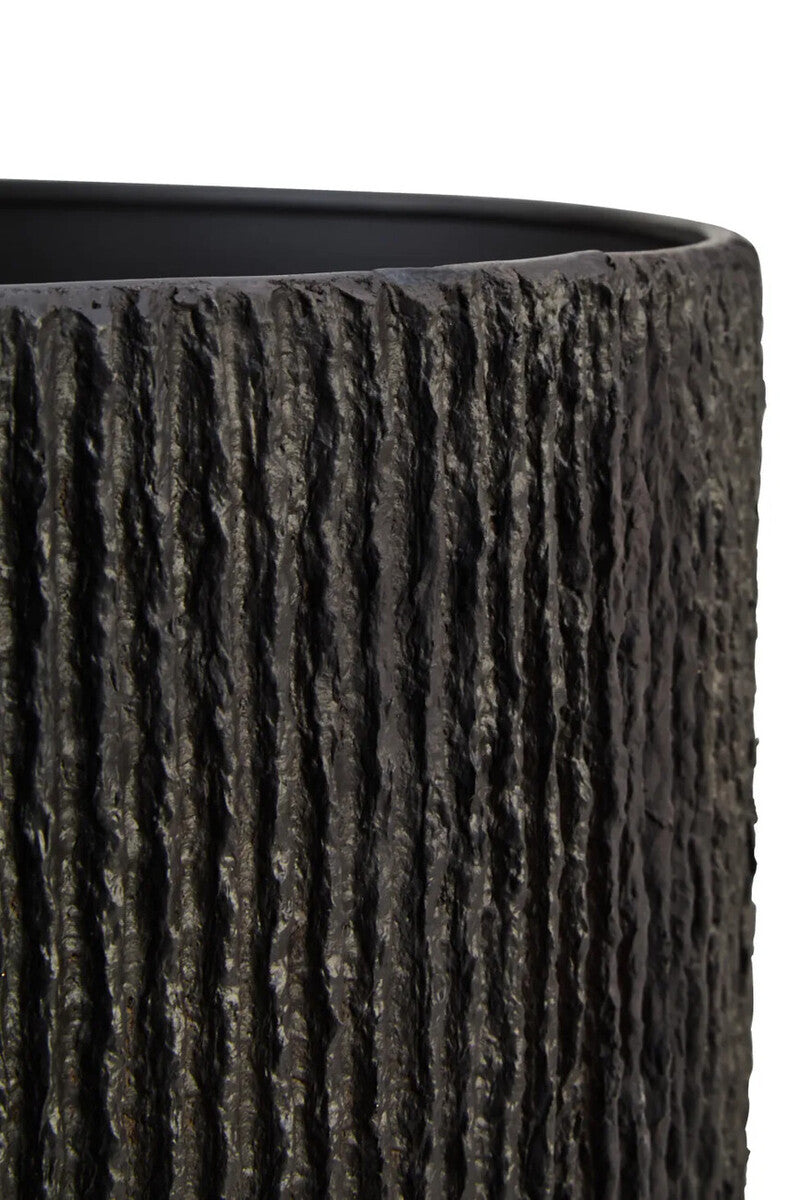 Carta Black Etched Linear Design Papier Mache Table Lamp