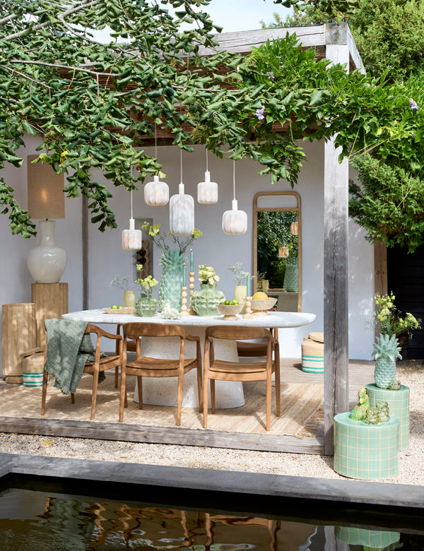 Dining table 220x105x76 cm HAMURA terrazzo white
