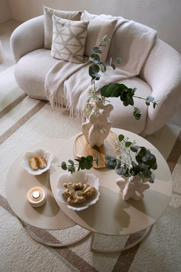Coffee table S/2 65x38+75x42 cm SADAR sand+l brown spotted