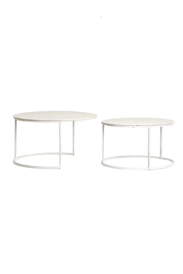 Coffee table S/2 65x38+75x42 cm SADAR white+l grey spotted