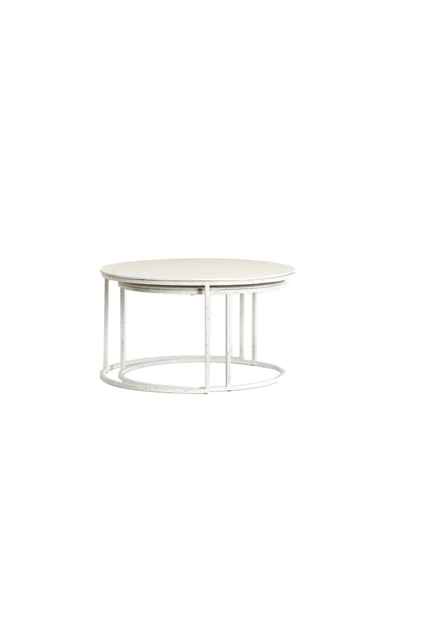 Coffee table S/2 65x38+75x42 cm SADAR white+l grey spotted