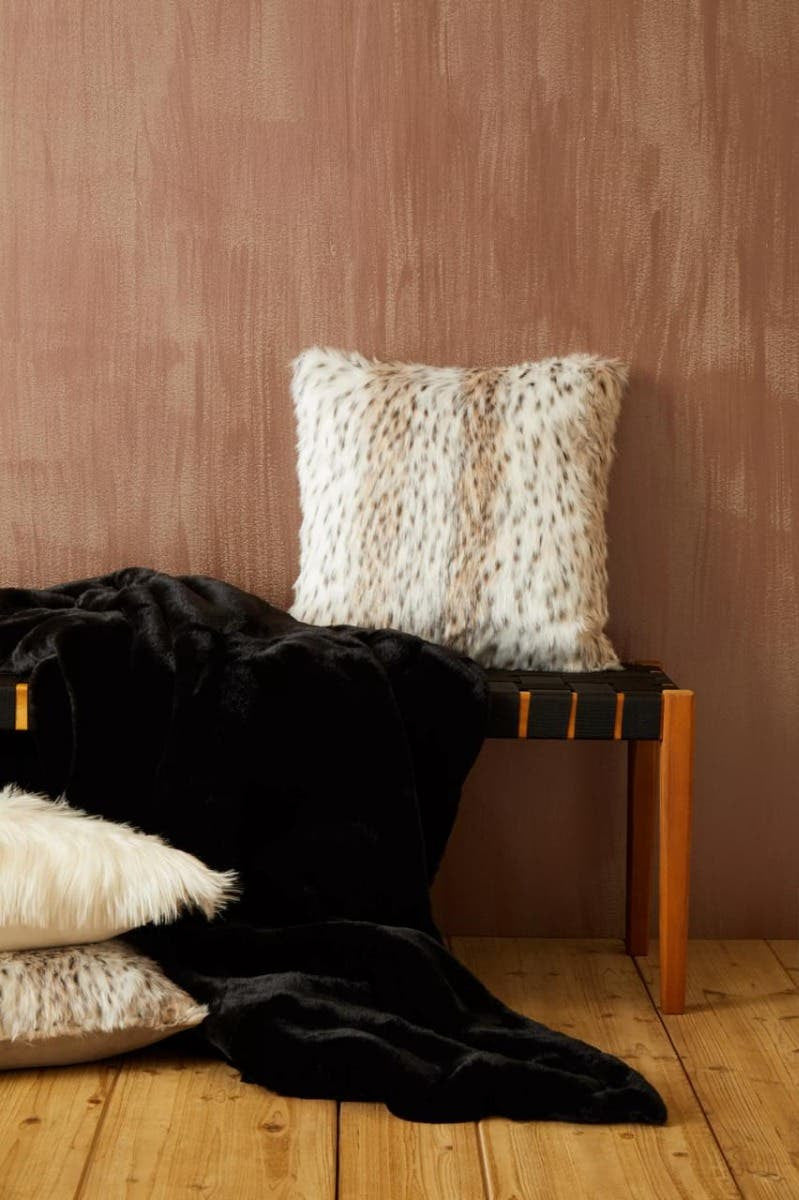 Bosie Lamina Black Fur Throw