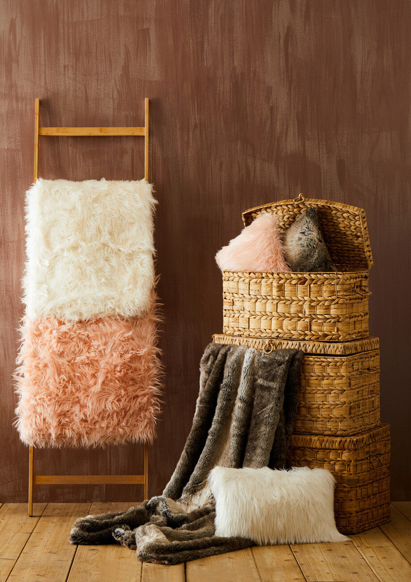 Bosie Lamina Mocha Ombre Square Fur Cushion