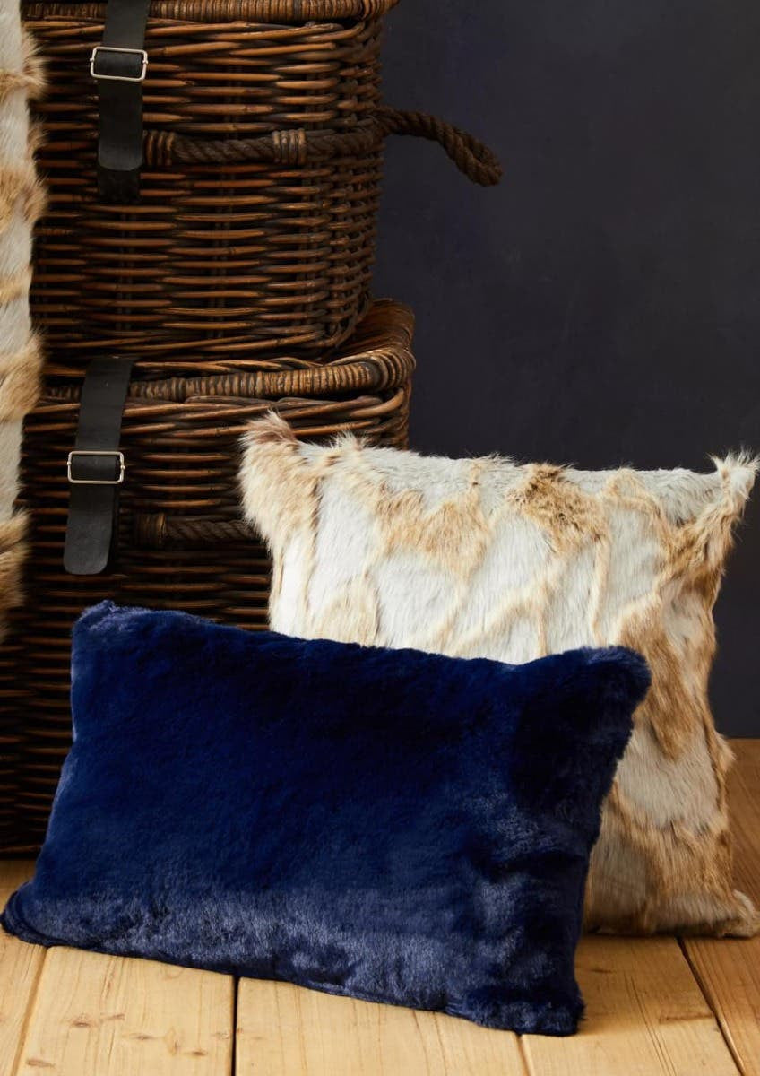 Bosie Lamina Grey And Natural Square Fur Cushion