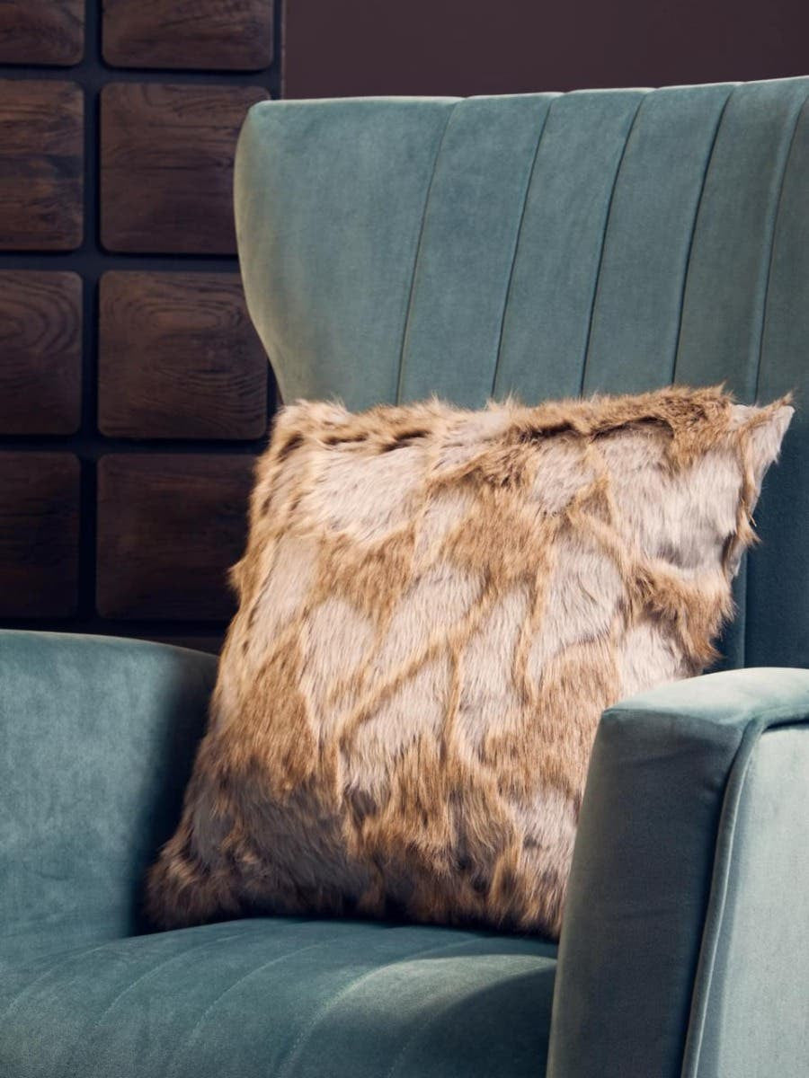 Bosie Lamina Grey And Natural Square Fur Cushion