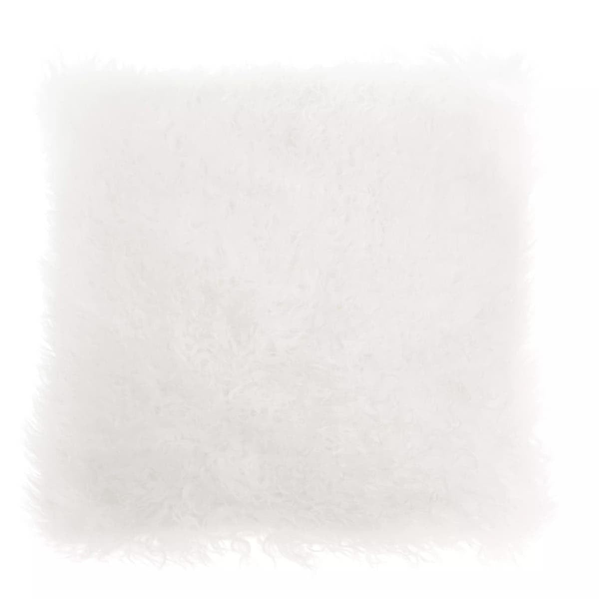 Bosie Real Mongolian Fur White Square Cushion
