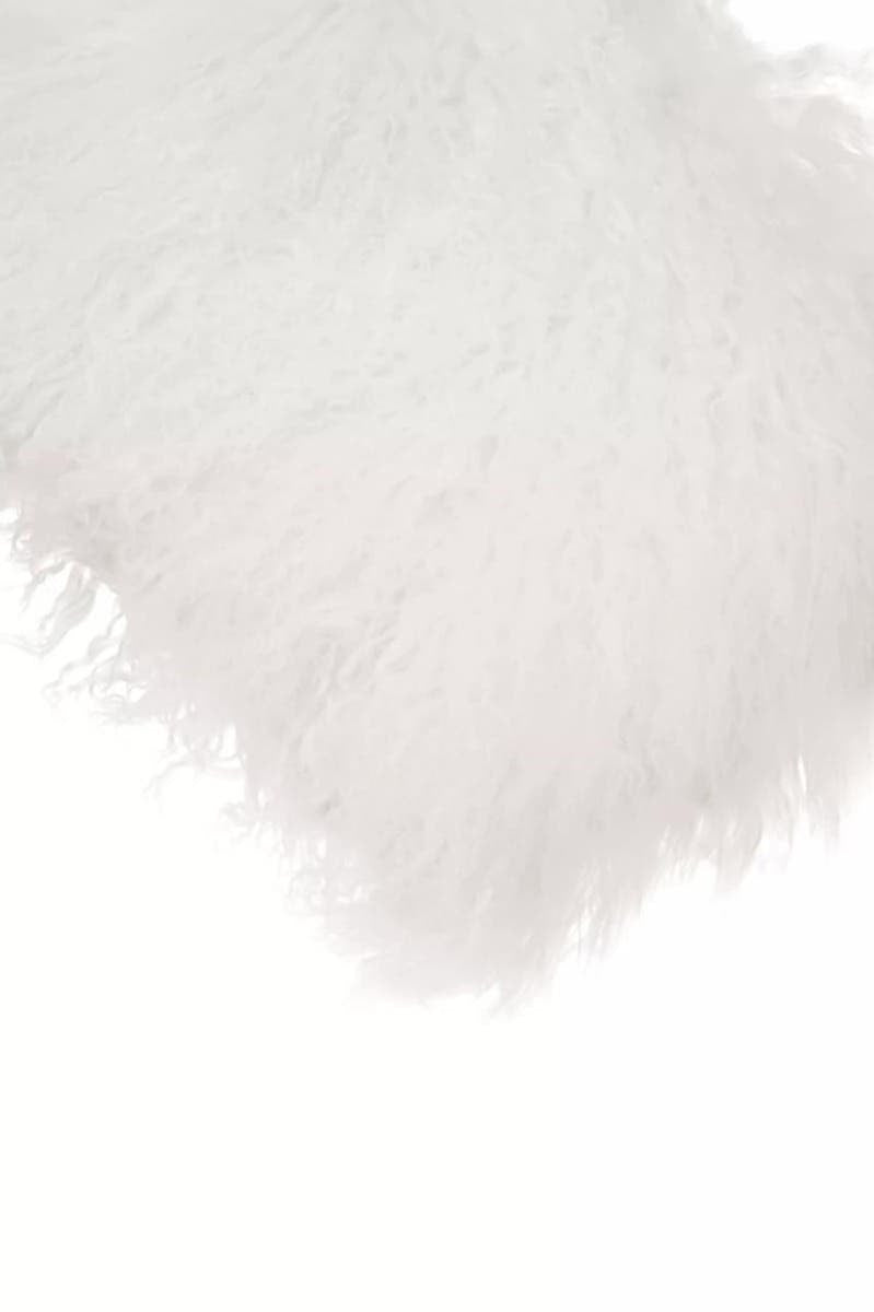 Bosie Real Mongolian Fur White Rectangular Cushion