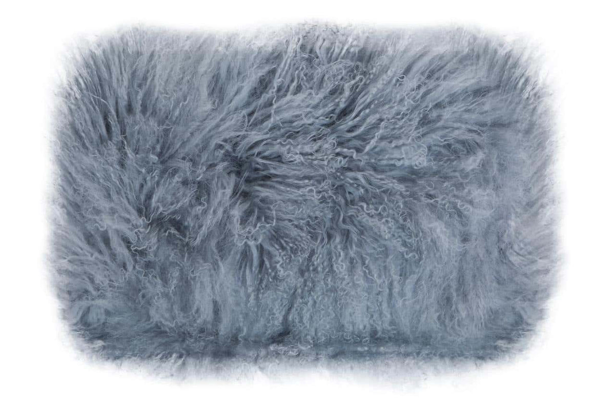 Bosie Real Mongolian Fur Grey Rectangular Cushion