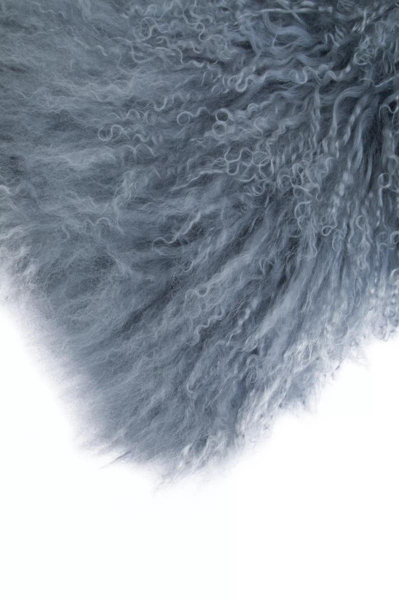 Bosie Real Mongolian Fur Grey Rectangular Cushion