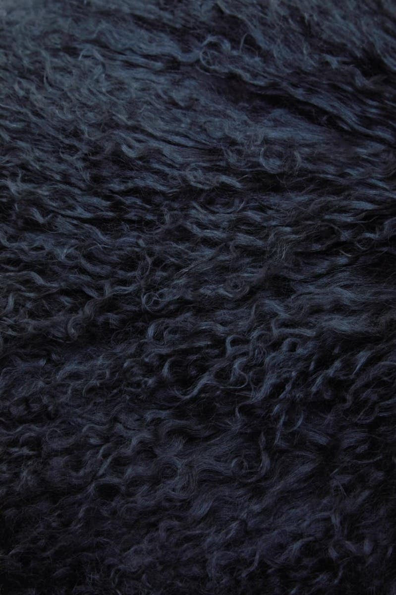 Bosie Real Mongolian Fur Black Square Cushion