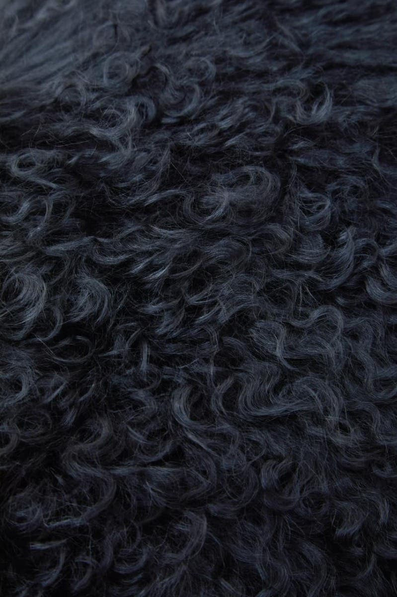 Bosie Real Mongolian Fur Black Rectangular Cushion