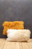 Bosie Real Mongolian Fur Ochre Rectangular Cushion