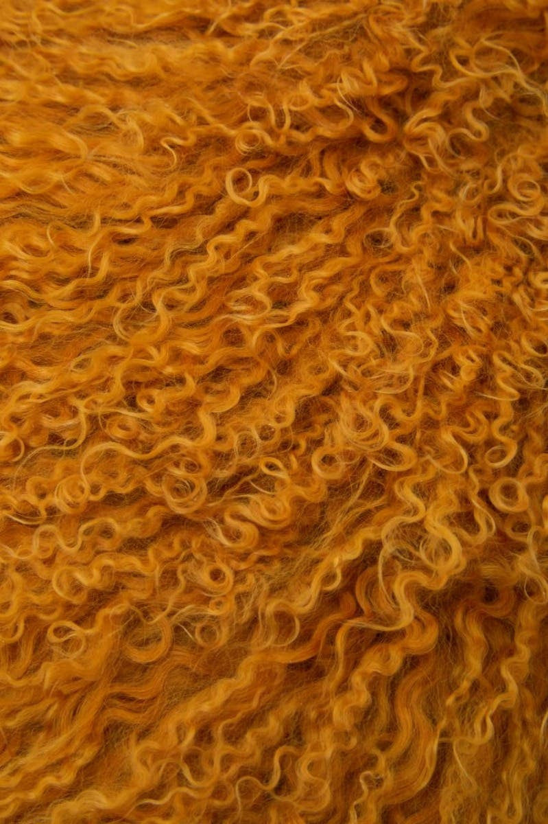 Bosie Real Mongolian Fur Ochre Rectangular Cushion