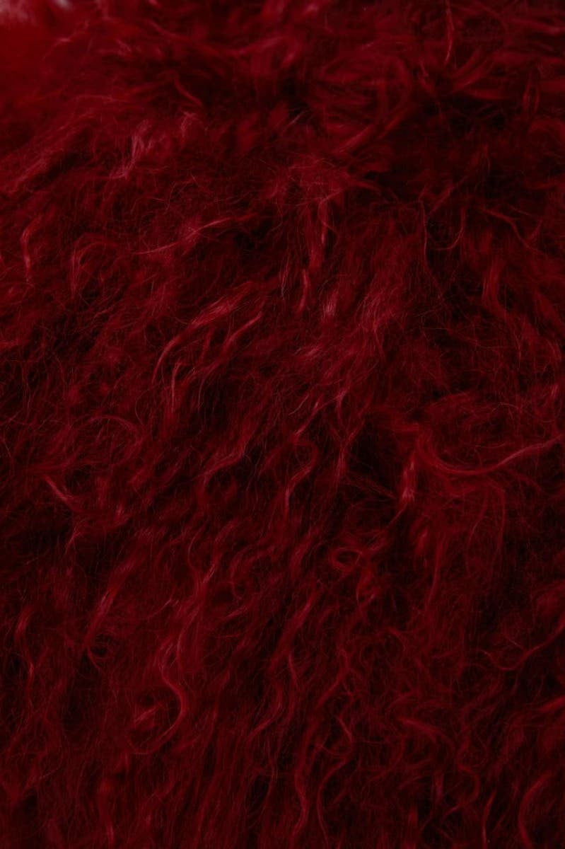 Bosie Real Mongolian Fur Maroon Square Cushion