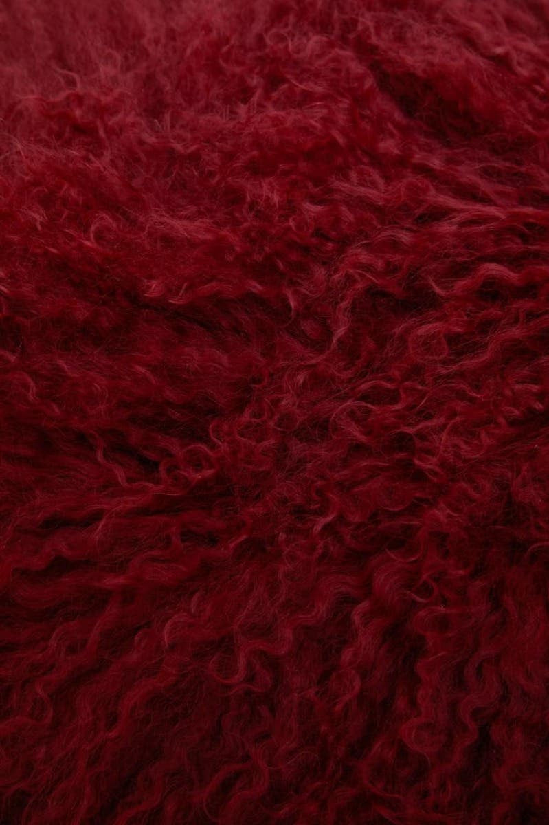 Bosie Real Mongolian Fur Maroon Rectangular Cushion