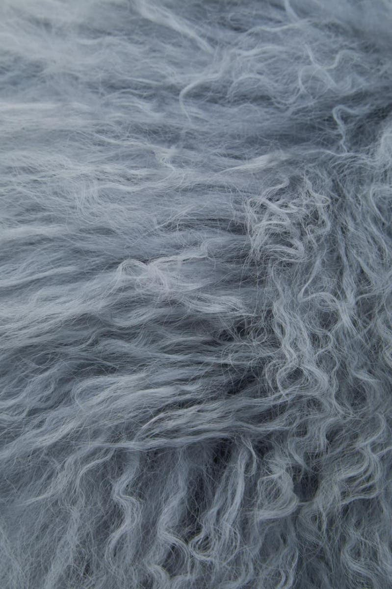 Bosie Real Mongolian Fur Grey Round Cushion