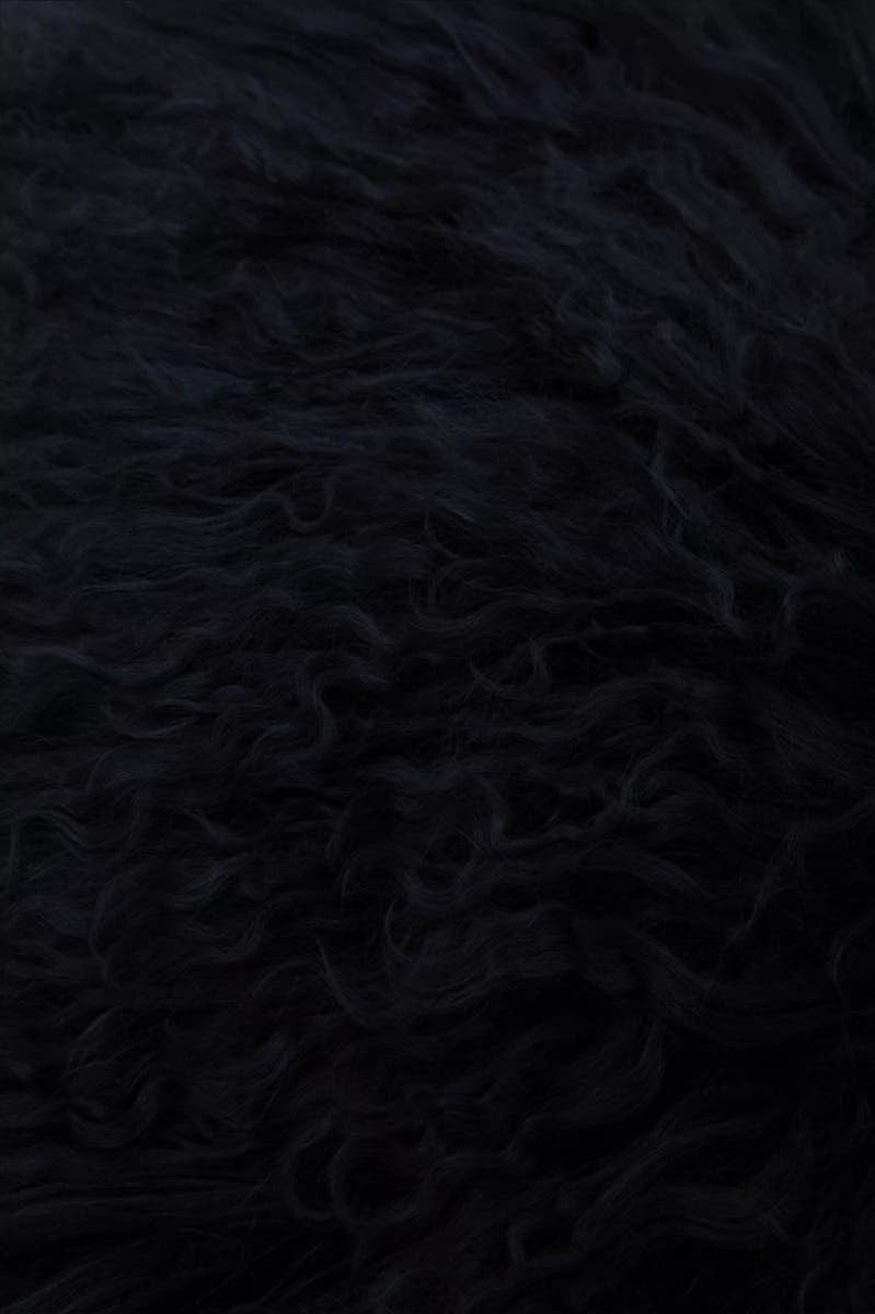 Bosie Real Mongolian Fur Black Round Cushion