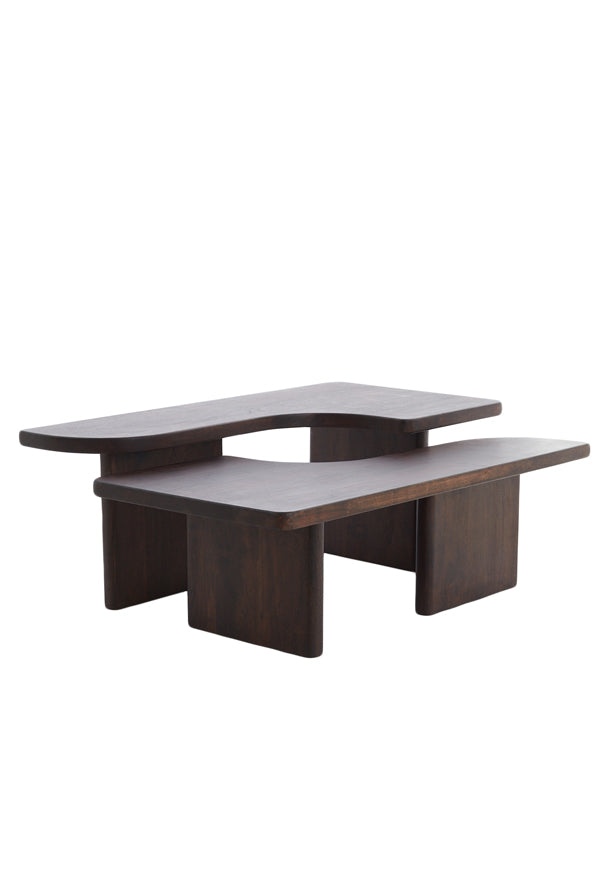 Coffee table S/2 max 120x60x45 cm CRATO acacia wood choco br