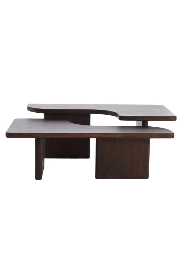 Coffee table S/2 max 120x60x45 cm CRATO acacia wood choco br