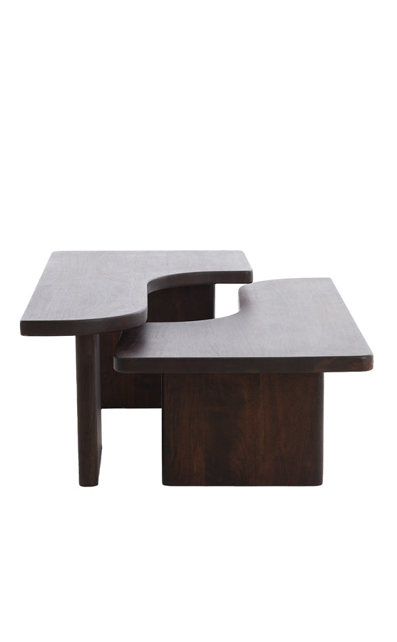 Coffee table S/2 max 120x60x45 cm CRATO acacia wood choco br