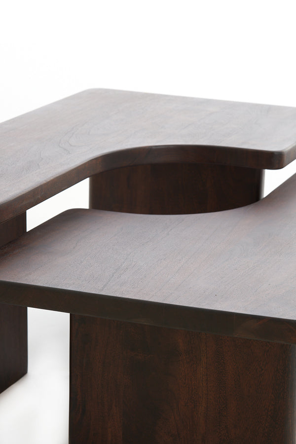 Coffee table S/2 max 120x60x45 cm CRATO acacia wood choco br