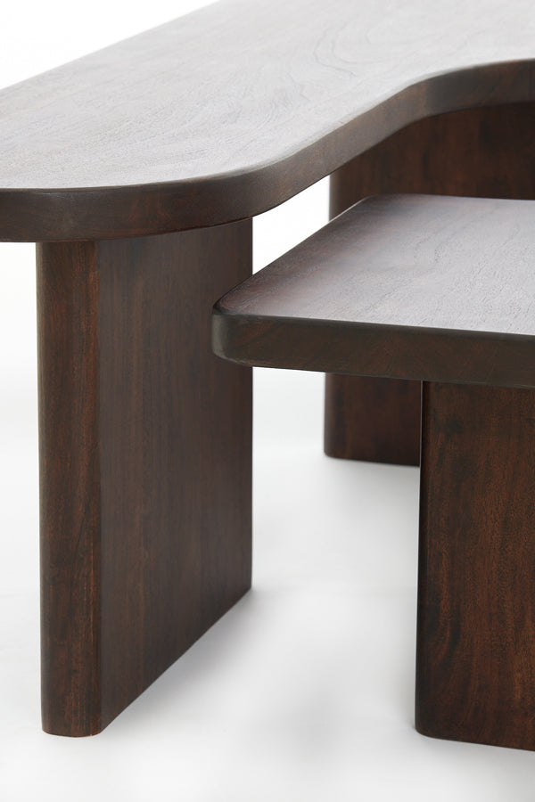 Coffee table S/2 max 120x60x45 cm CRATO acacia wood choco br