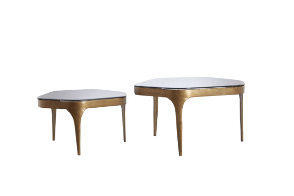 Coffee table S/2 max 77x70x42 cm AVI glass smoke+ant bronze