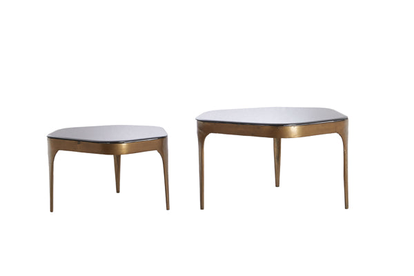 Coffee table S/2 max 77x70x42 cm AVI glass smoke+ant bronze