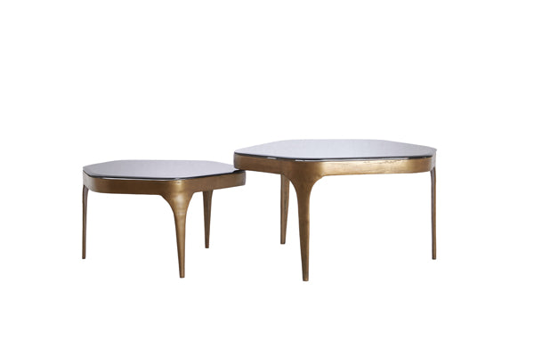 Coffee table S/2 max 77x70x42 cm AVI glass smoke+ant bronze