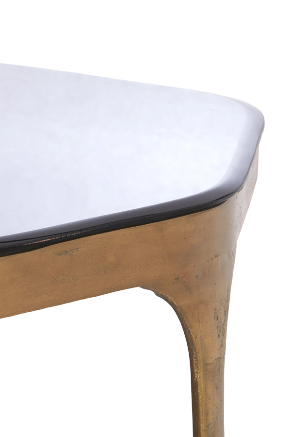Coffee table S/2 max 77x70x42 cm AVI glass smoke+ant bronze