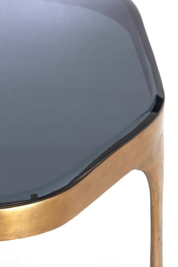 Coffee table S/2 max 77x70x42 cm AVI glass smoke+ant bronze