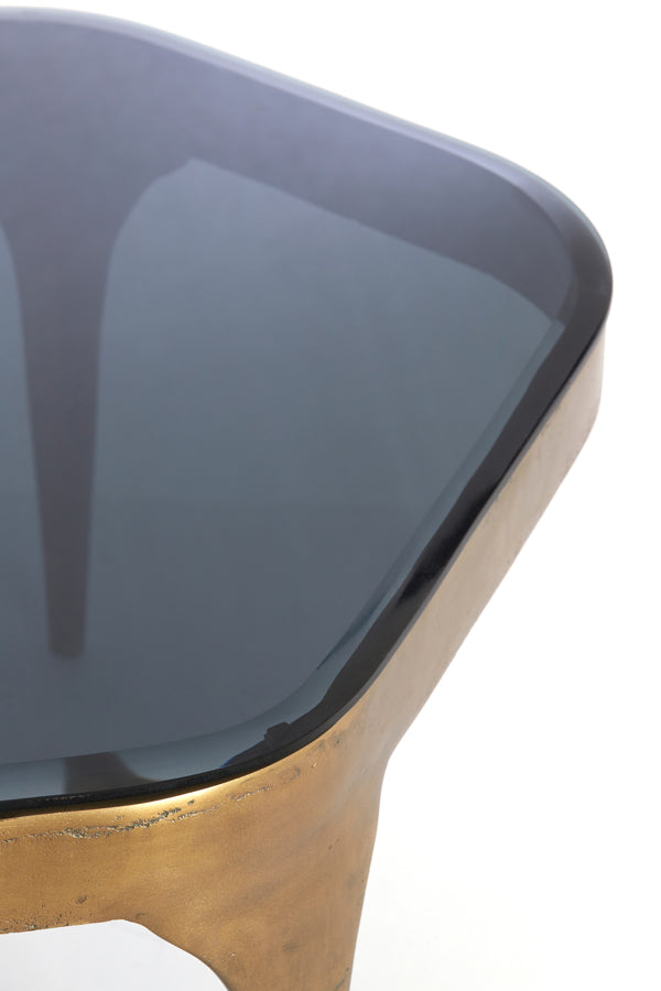 Coffee table S/2 max 77x70x42 cm AVI glass smoke+ant bronze