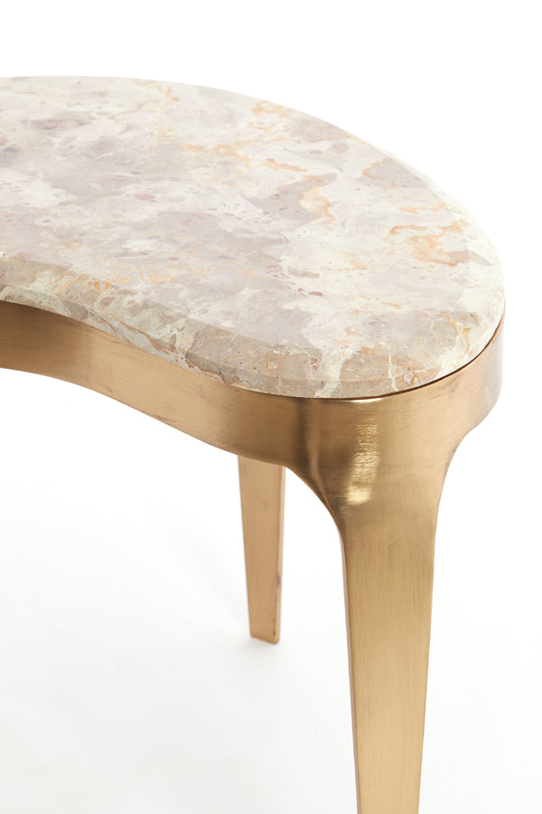 Coffee table 51x33x36 cm GIULIO marble taupe+antique bronze