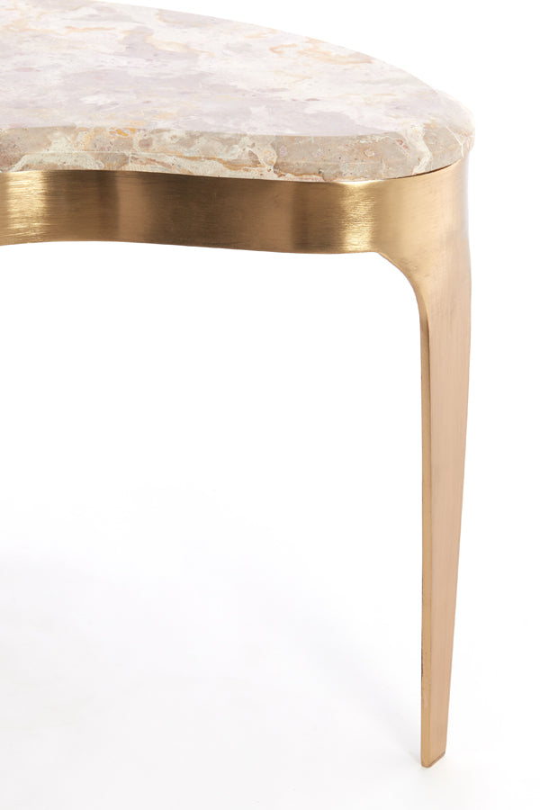 Coffee table 51x33x36 cm GIULIO marble taupe+antique bronze