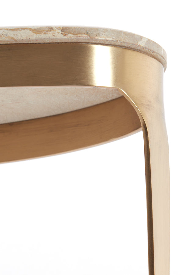 Coffee table 51x33x36 cm GIULIO marble taupe+antique bronze