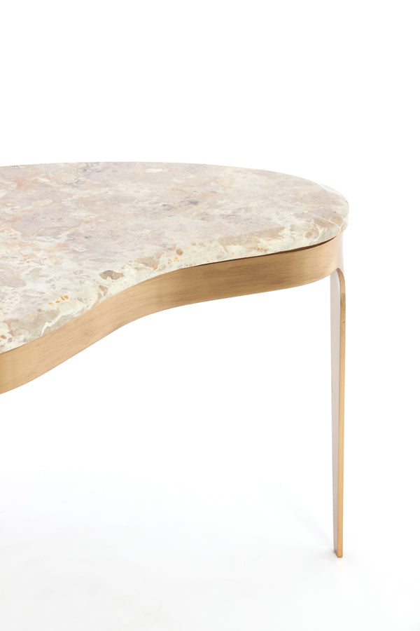 Coffee table 65x39x41 cm GIULIO marble taupe+antique bronze