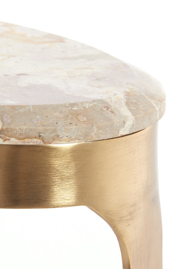 Coffee table 65x39x41 cm GIULIO marble taupe+antique bronze