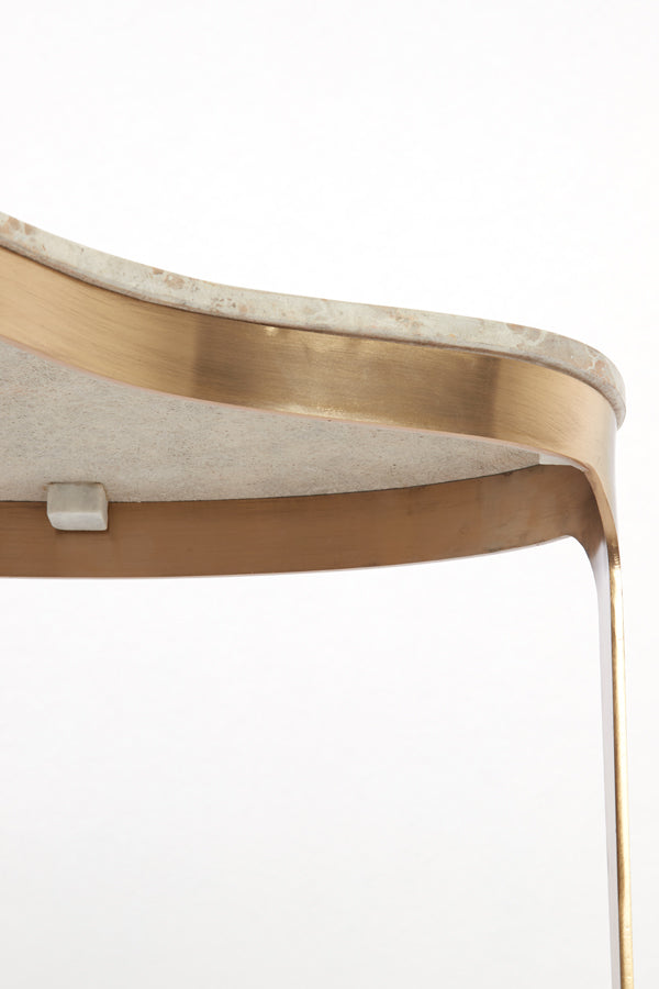 Coffee table 65x39x41 cm GIULIO marble taupe+antique bronze