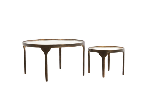 Coffee table S/2 max 85x85x42 cm ELI shiny cream+ant bronze