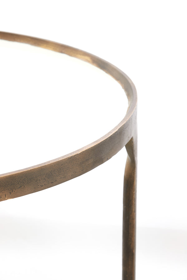 Coffee table S/2 max 85x85x42 cm ELI shiny cream+ant bronze
