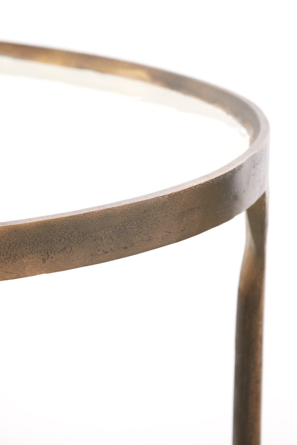 Coffee table S/2 max 85x85x42 cm ELI shiny cream+ant bronze